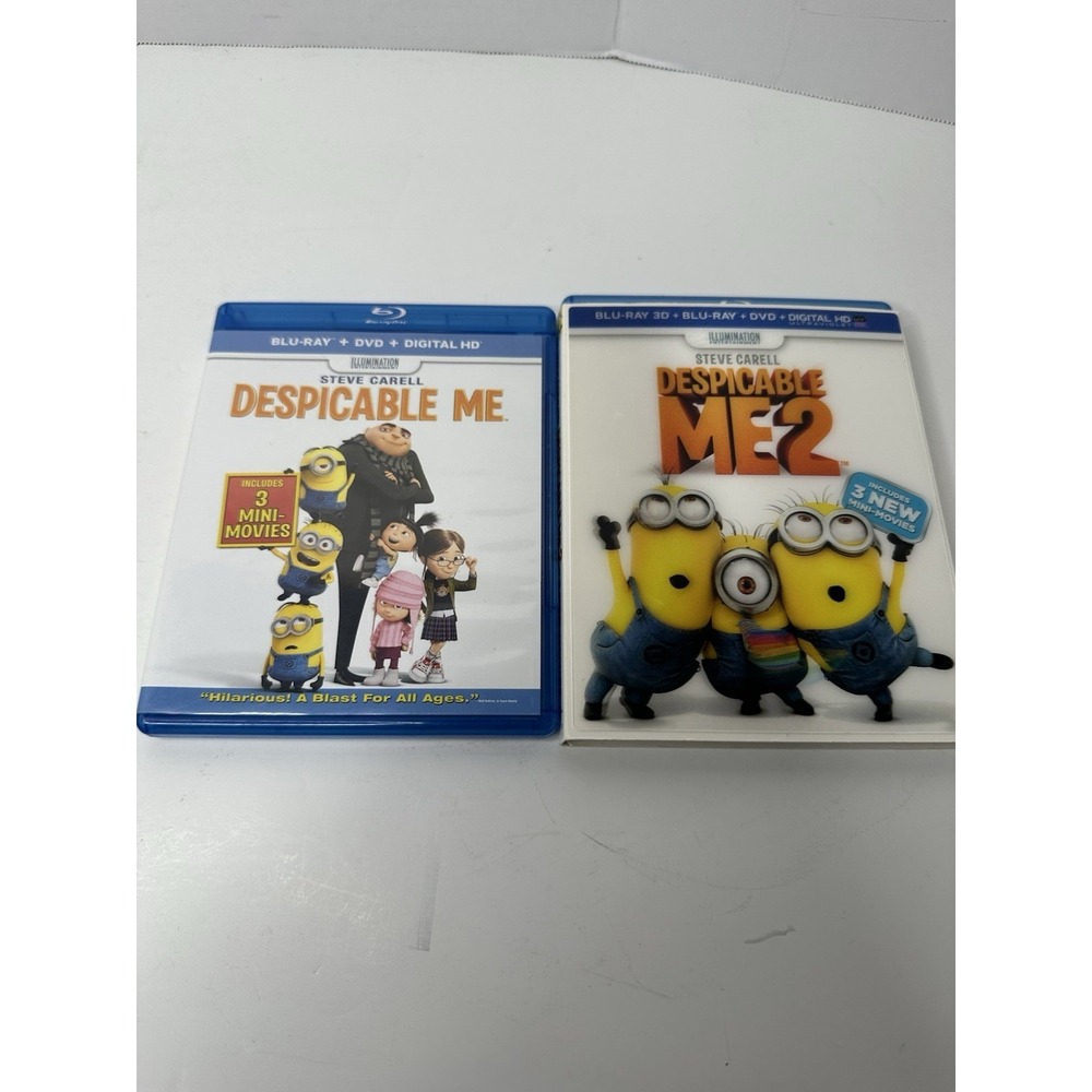 Despicable Me 1 & 2 Blu-ray DVD Lot Steve Carell Universal Studios PG Animated